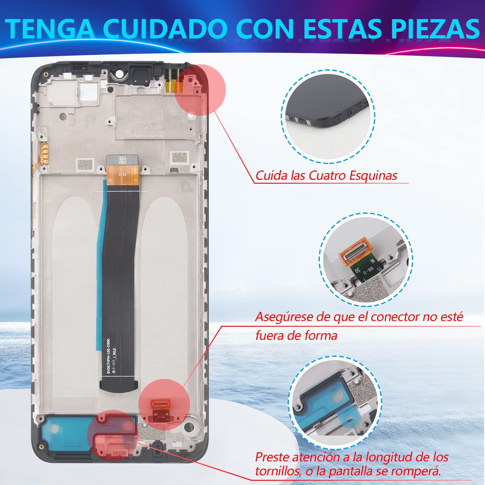 RongZy para Xiaomi Redmi 10C 220333QAG 220333QBI 220333QNY 220333QL LCD+Pantalla Táctil Digitalizador Asamblea Reemplazo +Reparación Herramientas(Negro con Marco)