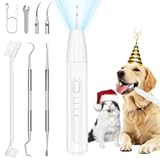 Dog Tooth Brushing Kit, Dogs Teeth Cleaning Kit with Led Light, 3 Modes Doggie Plaque and Tartar Remover, Dental Care for Cat,Low Noise Ultrasonic Dog Teeth Cleaner, White