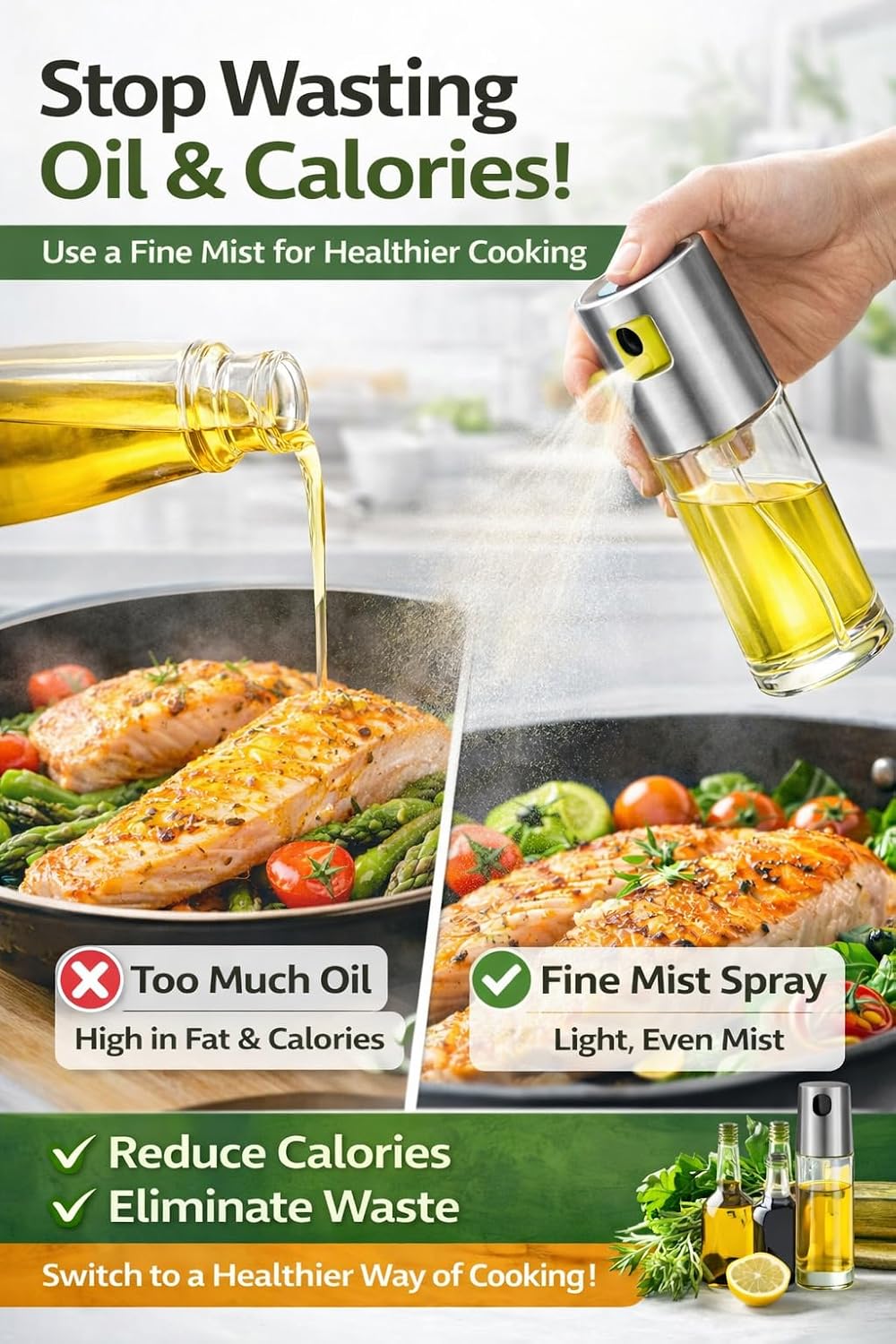 100ml Olive Oil Sprayer, Glass Oil Mister for Air Fryer & Cooking