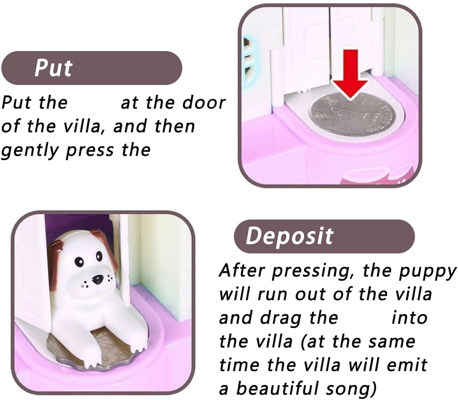 Money Bank, Coines Bank Dog Piggy Bank Doghouse Money Saving Box Funny Electric Automatic Stealing Coines Bank Toy Doggy Saving Box with Light Music Effects for Kids (Purple Lucky Dog) image 5