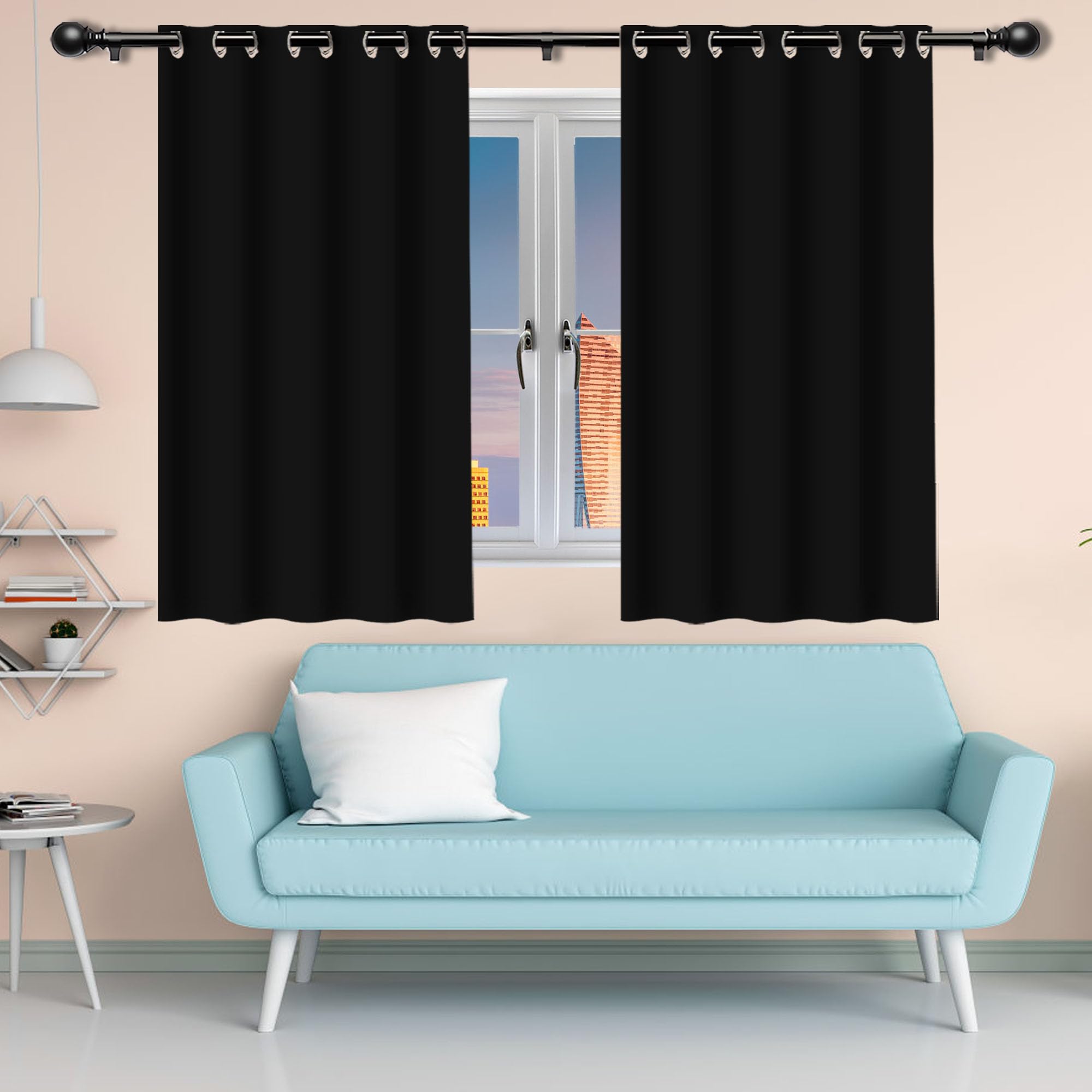 Rideau occultant 400 x 180 cm isolant thermique haut de gamme à oeillets noir