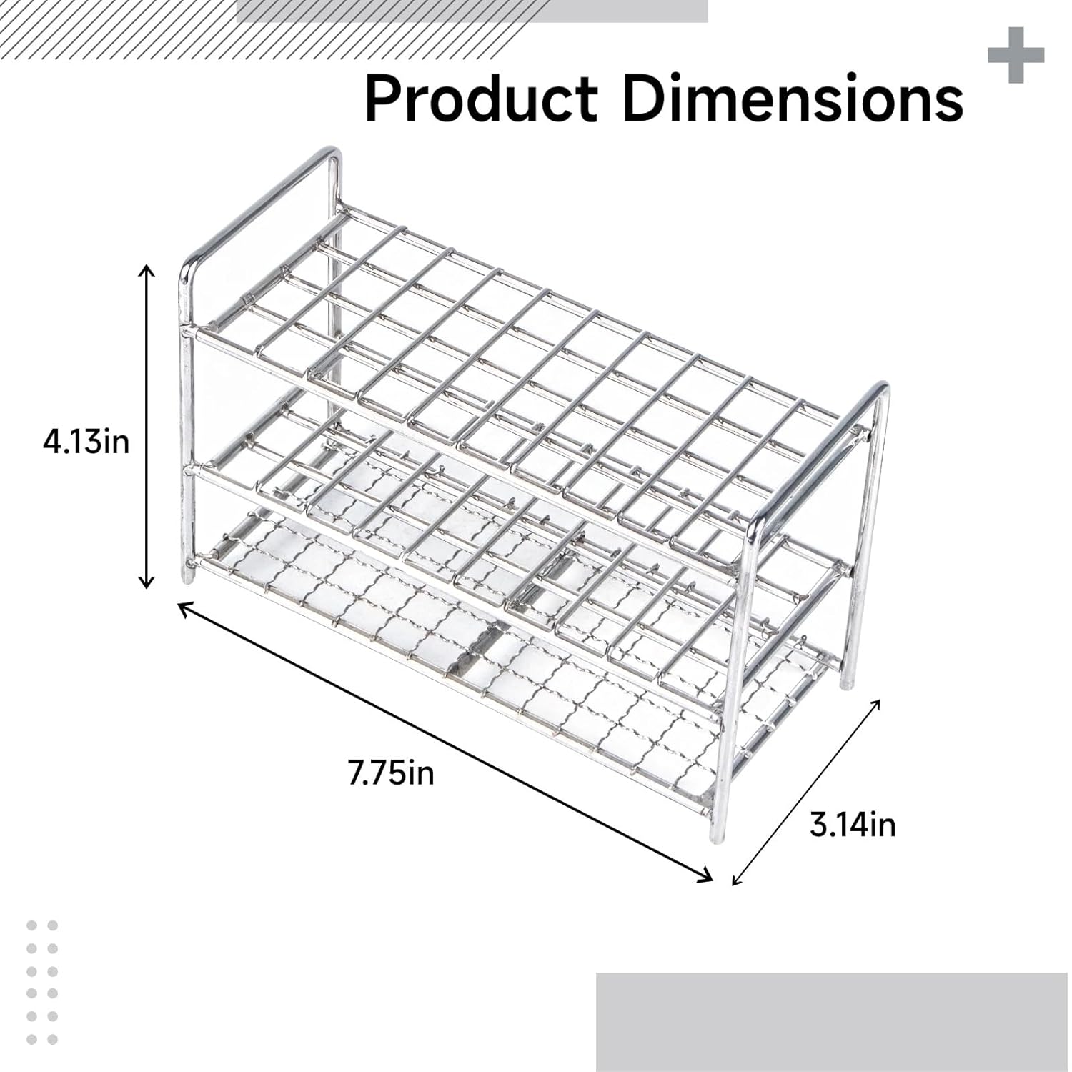 16 Mm 40 Holes Steel Test Tube Rack, Stainless Lab Holder For 15 Mm Tubes, Clean Easy Open Storage, Display Lab Use Suitable