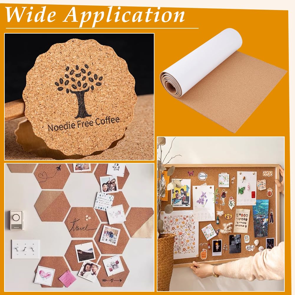 BENECREAT Rollo de corcho autoadhesivo 40 x 200 cm 3 mm grosor corcho natural azulejos adhesivos