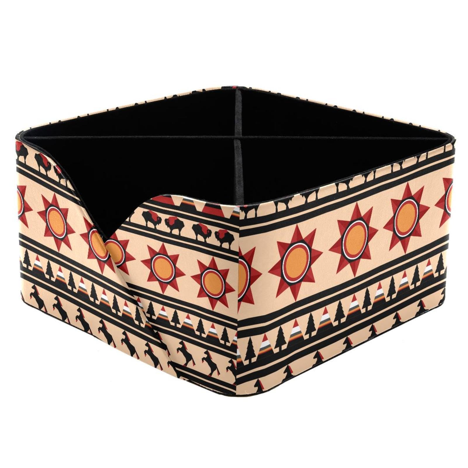 KengjuTesu Indian Buffaloes and Horses Desktop Organizer Pen Holder, Rectangular Pencil Cup for Office, Study and Makeup Stations