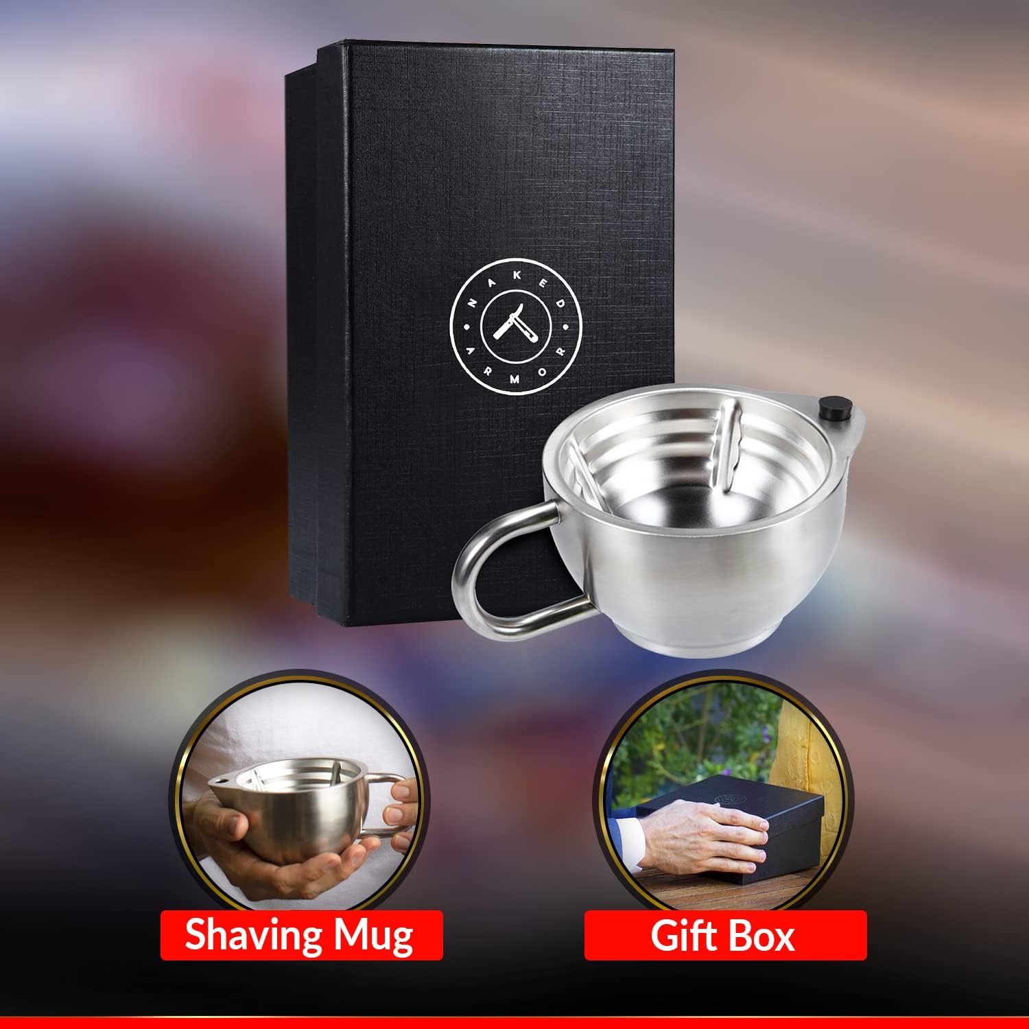Silver Fox Shaving Scuttle Mug - Stainless Steel Scuttle Shaving Mug + Cork, Shaving Bowl, Keeps Lather Hot, Rich & Creamy Lather, Hot Shave At Home, Great Lather Warmer, Great Gift (Polished Silver)
