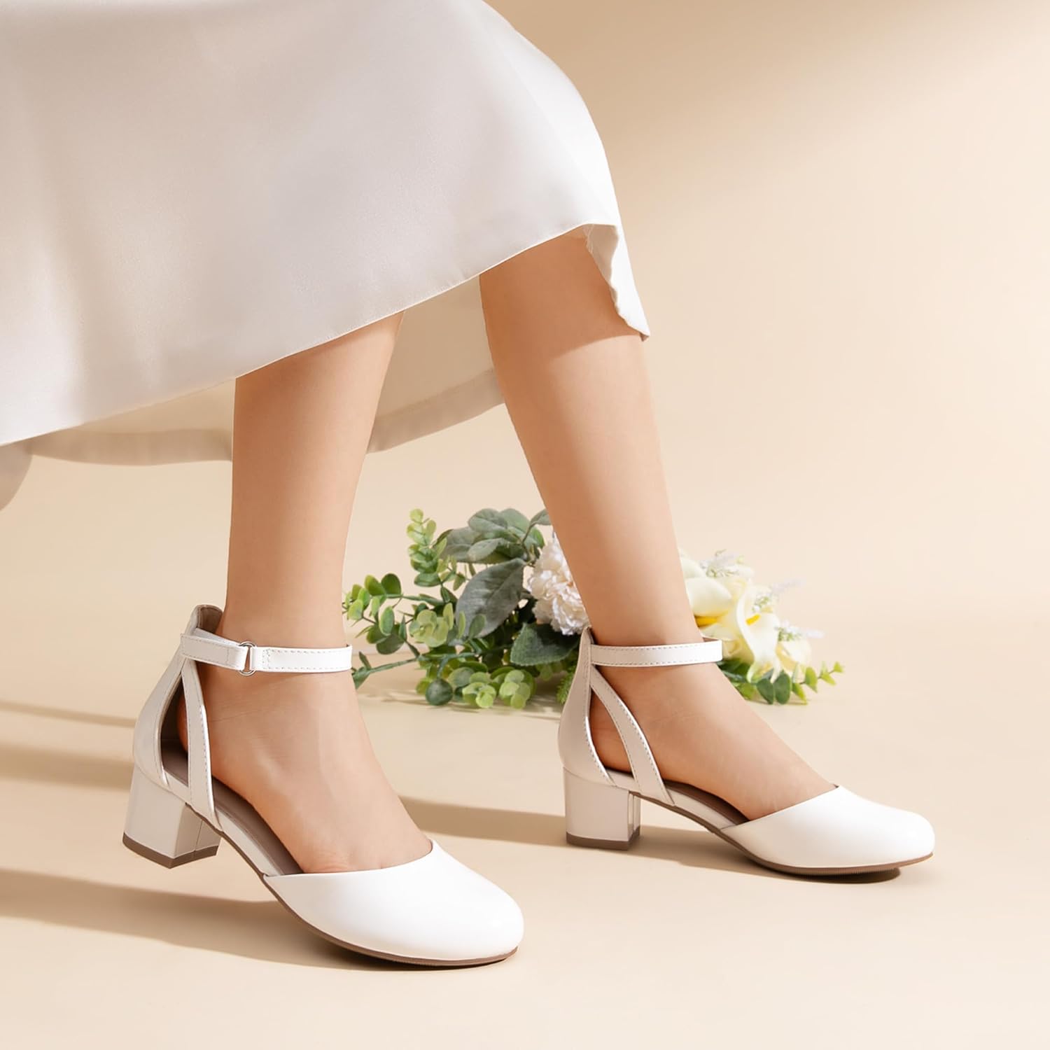 DREAM PAIRS Girls Dress Shoes Closed Toe High Heels Ankle Strap Toddler Little Big Kid Wedding Flower Party Pump - Image 3