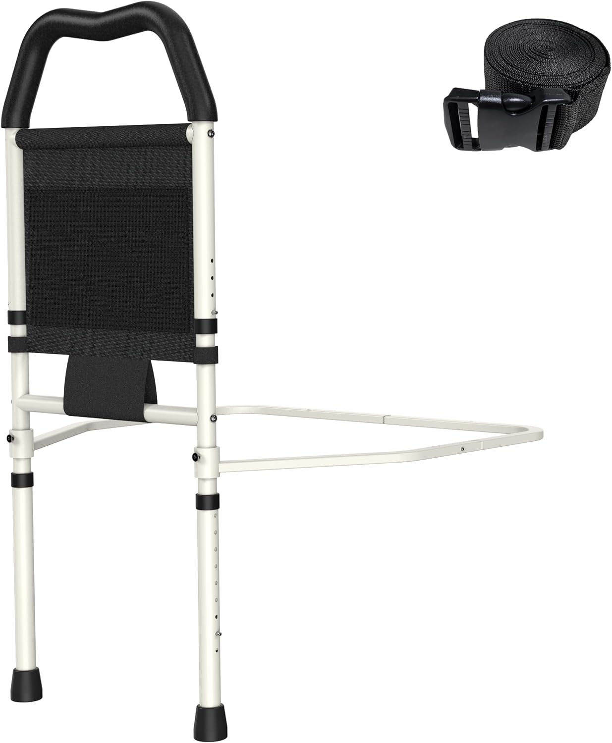 Bed Rails for Seniors & Bed Rail for Elderly, Adjustable Safety Support with Non-Slip Ergonomic Handle & Storage Pocket, Fall Prevention Assist Rail with Support Leg, ASTM Certified, 350 lbs Capacity