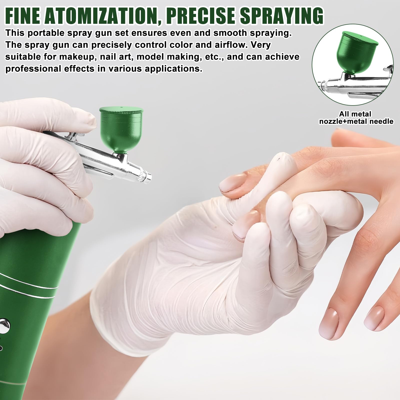 Set aerografo con compressore: kit aerografo, pistola a spruzzo senza fili, pistola aerografo portatile con compressore, pistola a spruzzo manuale ricaricabile USB, set per idratazione, tatuaggio