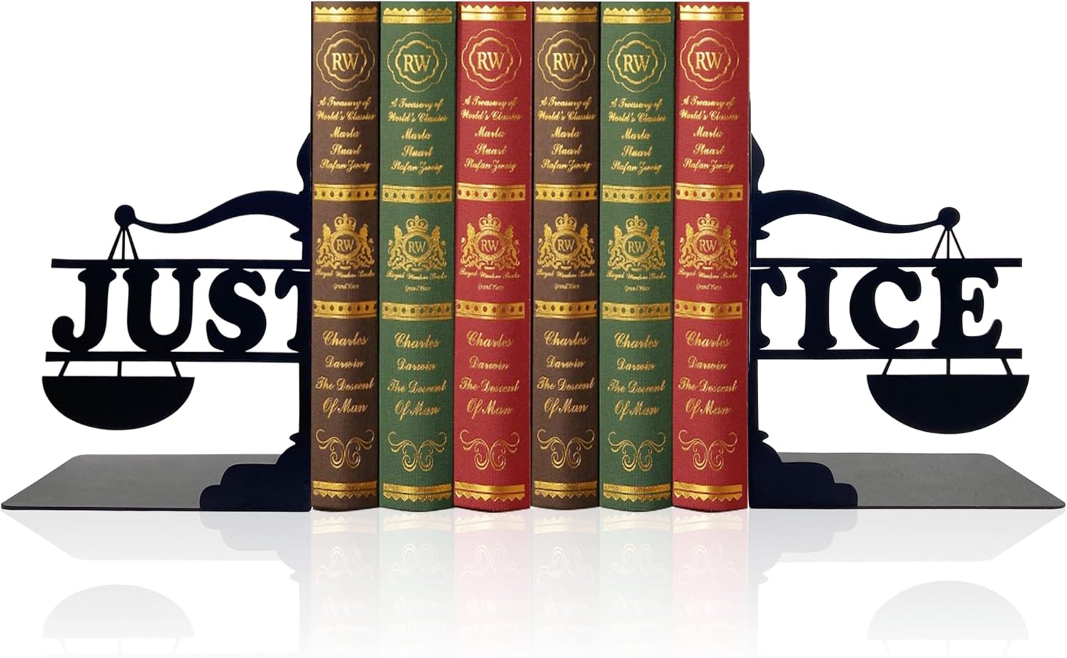 Justice Bookends for Bookshelf, Metal Black Magic Book Stopper, Unique Lawyer Gifts for Law Student Friends, Study Room Home Office Decor