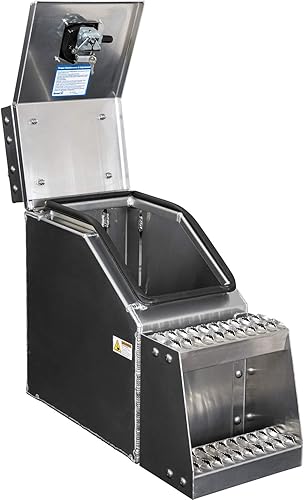 Miniatura 3 de Buyers Products 1705280 - Caja de escalones de sillín de aluminio liso plateado, clase 8, 28.5 x 12.25 x 23.3 pulgadas, escalones de marco con