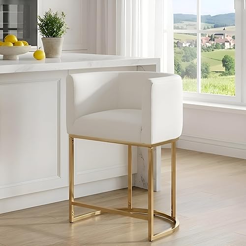 Miniatura 68 de Juego de 4 taburetes de bar contemporáneos de lino color crema, de 32 pulgadas, de tela tapizada, altura de mostrador, taburetes de cocina con base