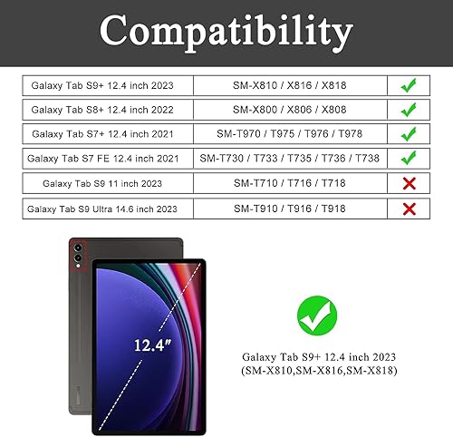 Miniatura 2 de Rosbtib Funda para Samsung Galaxy Tab S9 PlusS8 PlusS7 Plus, Hoja De Árbol En Relieve Diseño Ultra Delgada Ligero Folio Cubierta Para Galaxy Tab S9