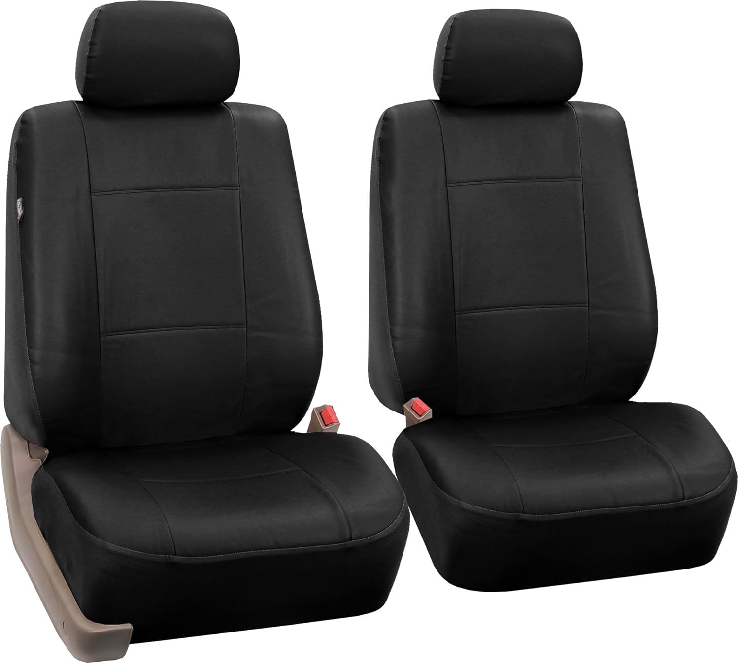 FH Group PU002BLACK102 Black Faux Leather Front Bucket Seat Cover, Set