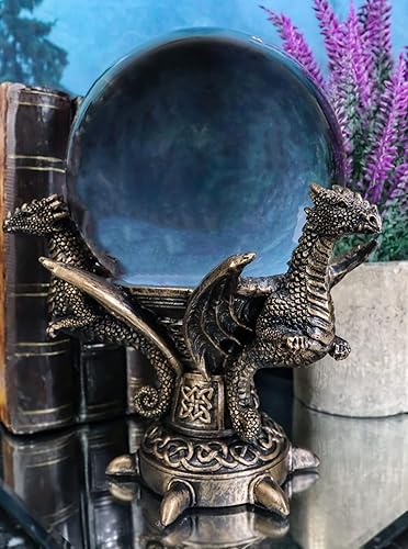 Miniatura 7 de Ebros Gift Arquetipo celta antiguo Leviatán Guardián Trinidad Dragón Meditación Mirando Bola Escultura Scrying Fortune Telling Wicca Dragons