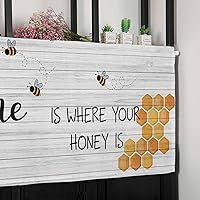 Vista 7 de Cortina de cenefa de ventana con diseño de abejas de miel, Home is Where Your Honey is Bee de grano de madera rústica, cortina opaca con bolsillo