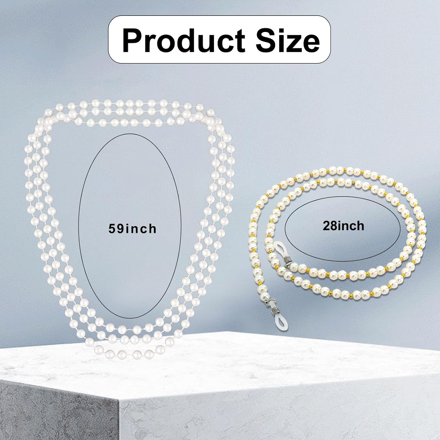 Old Lady Costume Accessories 100th Day of School Faux Pearl Necklace Rhinestone Sunglass Chain Dress up for Women