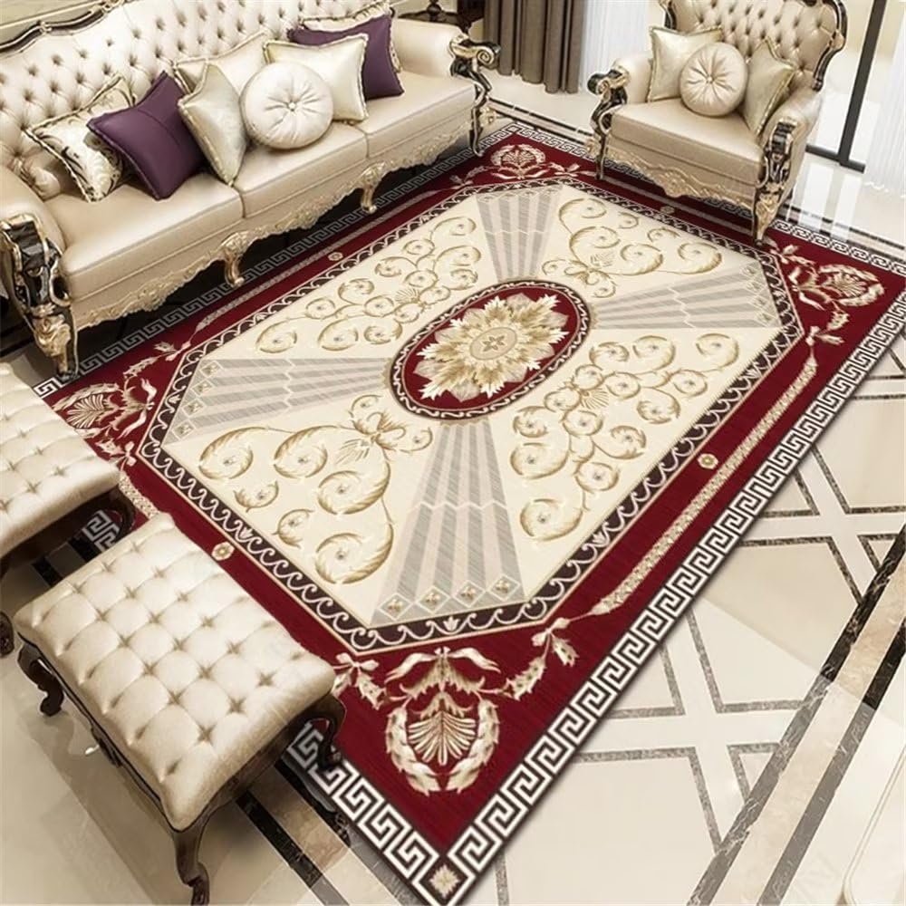 Tapis anti-acariens beige géométrique 100x200 cm pour enfant