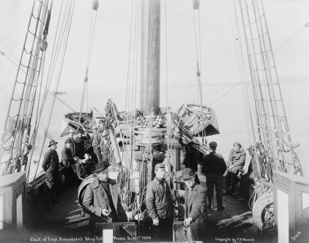 Roald Amundsen (1872-1928) Nnorwegian Polar Explorer Members Of His Crew On Deck Of The GjA During A Polar Expedition September 1906 Poster Print by (18 x 24)