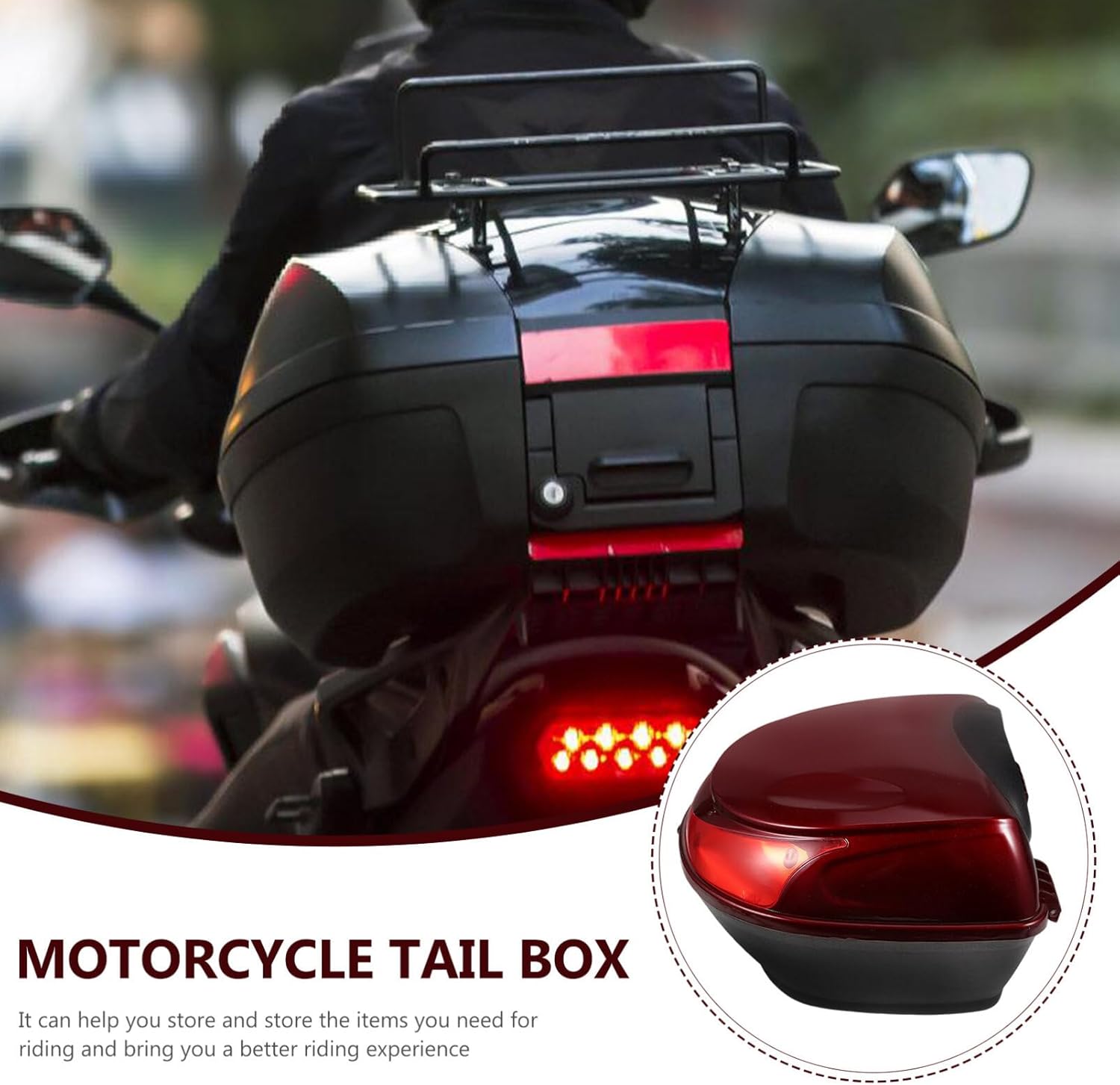 Motorcycle Tail Box Storage Case Sturdy Holder Multipurpose Storage for Powersports
