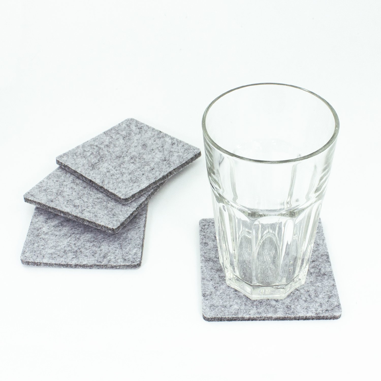 Set Di 10 Sottobicchieri In Feltro Luxflair Color Verde Erba - 10x10 Cm, Angoli Arrotondati, Spessore 3 Mm, Lavabili A 30° - 3