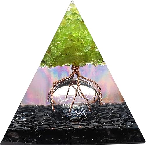 Miniatura 1 de Rockcloud Árbol de la vida Pirámide de cristal con esfera de cristal para decoración del hogar, oficina, generador de energía para meditación, yoga,