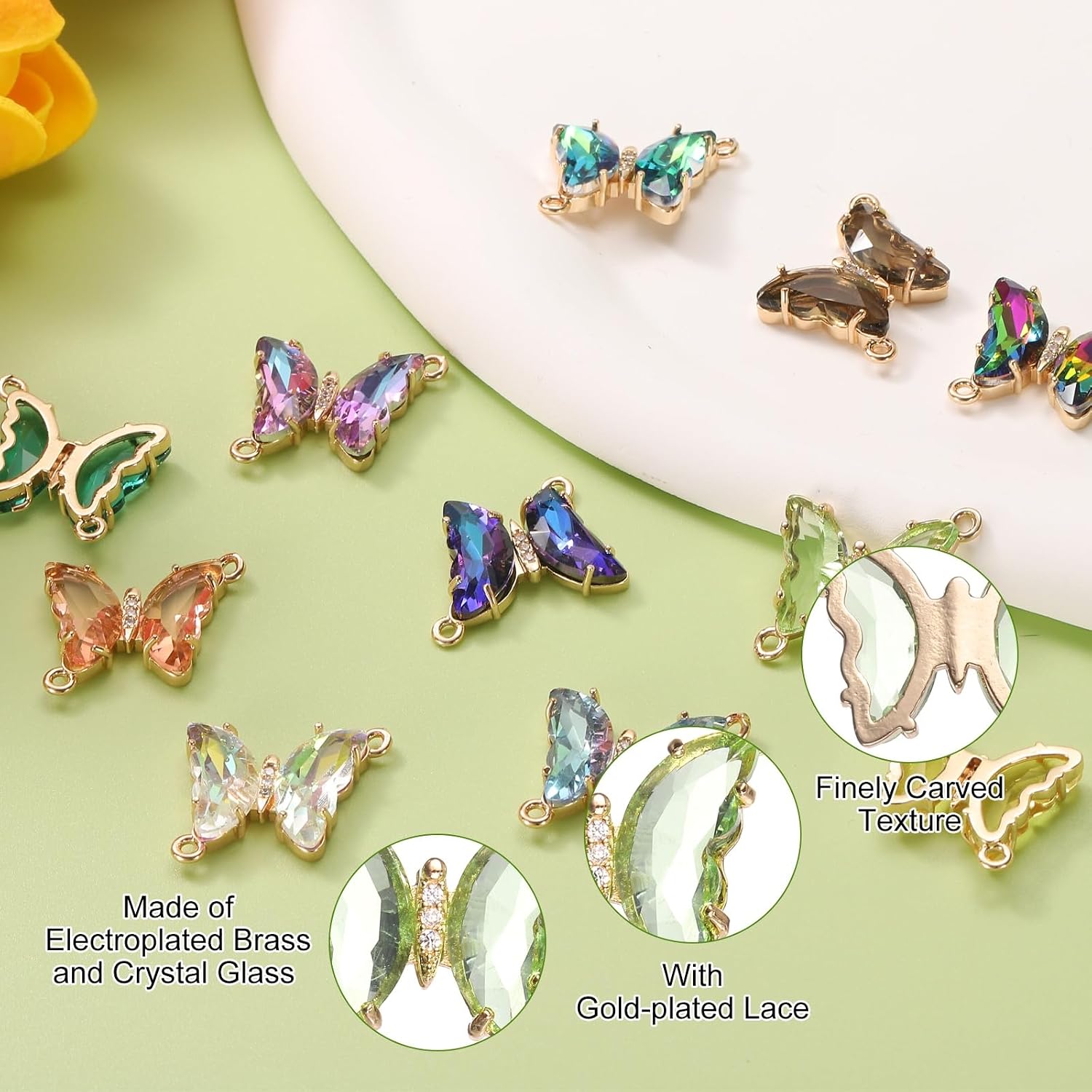 uxcell Crystal Gold Plated Butterfly Charm Small image 3
