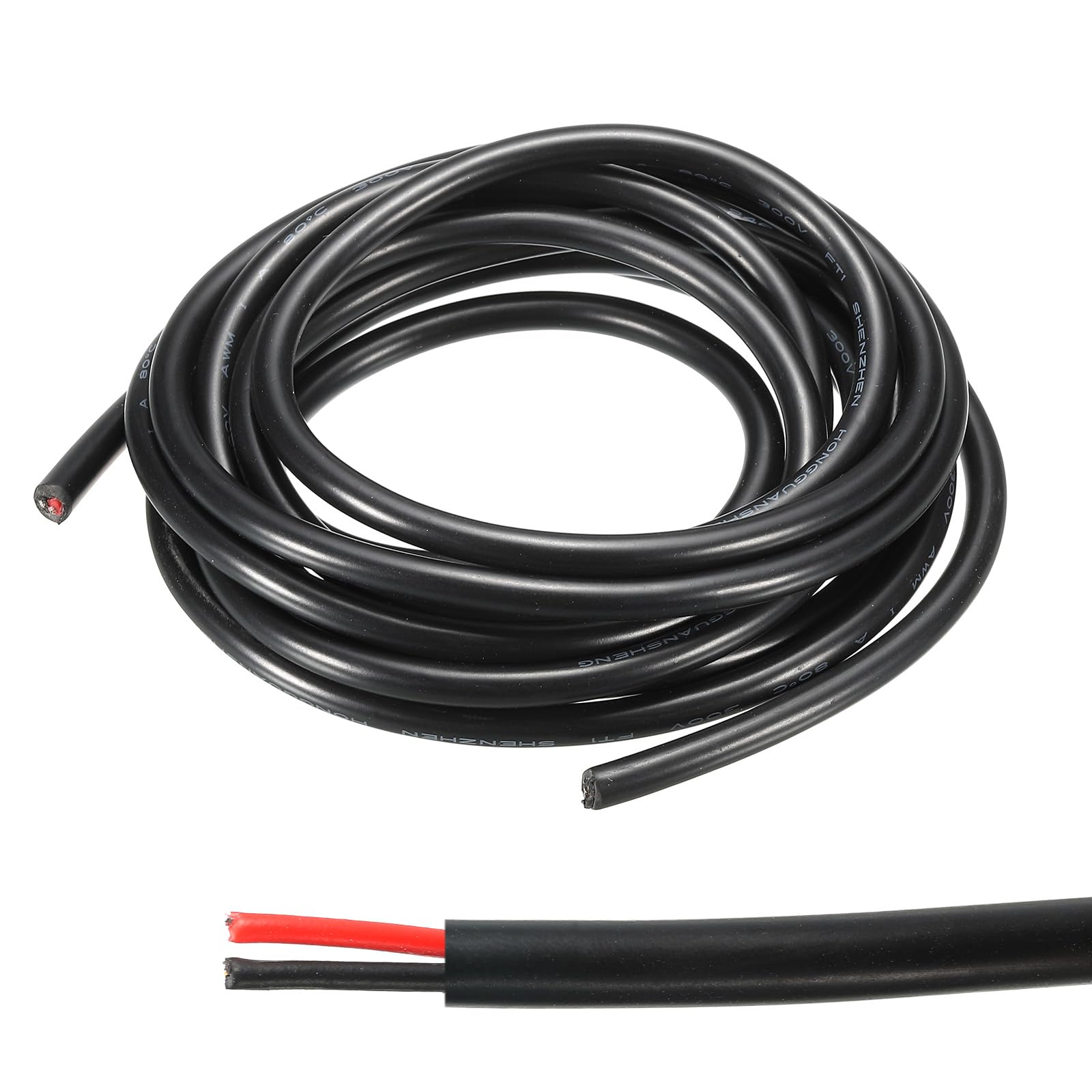 sourcing map 18AWG Electrical Wire 2 Conductors 10FT/3m Power Cable Flexible Extension Signal Signal Cable Black for LED Strips Lamps Lighting Power Supply — image 1