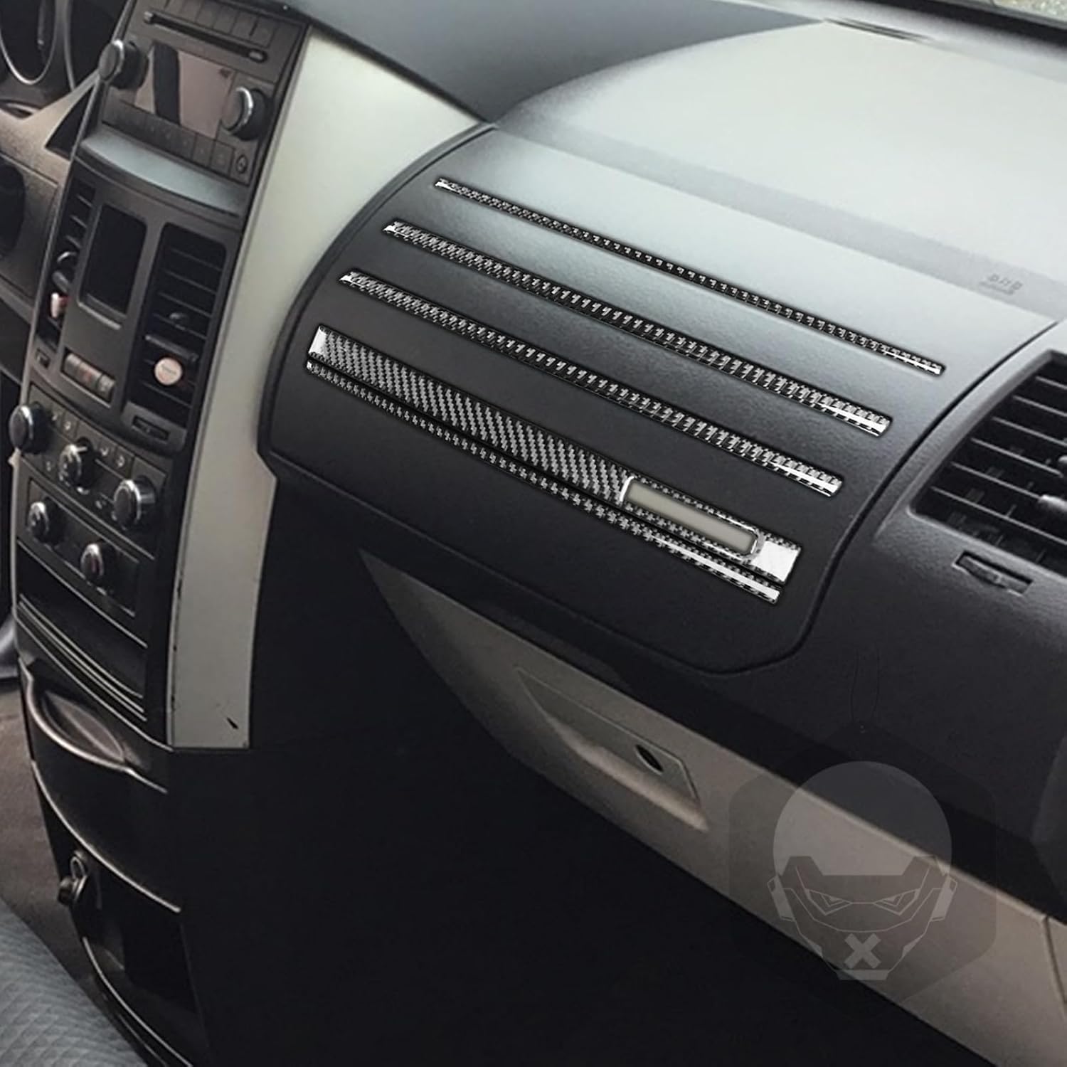 Real Premium Carbon Fiber Car Passenger Side Glove Box Above Panel Decorative Strip Trim Sticker Auto Interior Accessories Decoration Compatible with Dodge Caravan 2008 2009 2010 Black