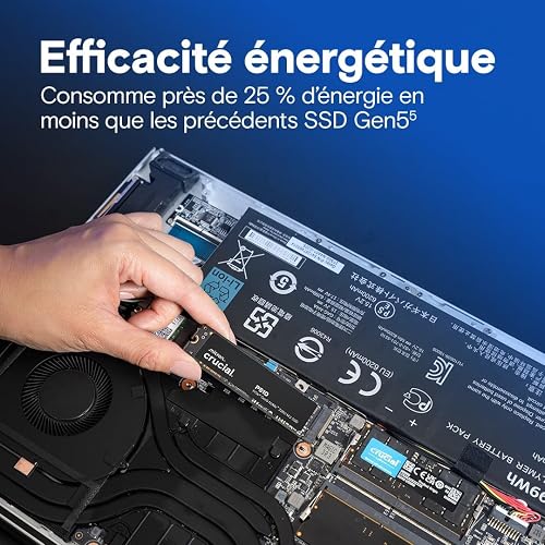 Crucial P510 SSD 1TB PCIe 5.0 x4 Gen5 NVMe M.2, Velocità fino a 11.000 MB/s Lettura, 9.500 MB/s in Scrittura, Compatibile con Notebook e PC Desktop, TLC NAND, Hard Disk Interno - CT1000P510SSD8-01 - 5