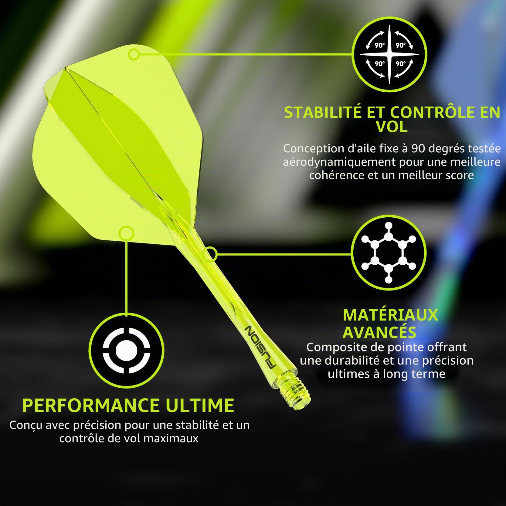 WINMAU Darts Fusion Système intégré vol arbre No6 Forme Design Court intermédiaire Moyen