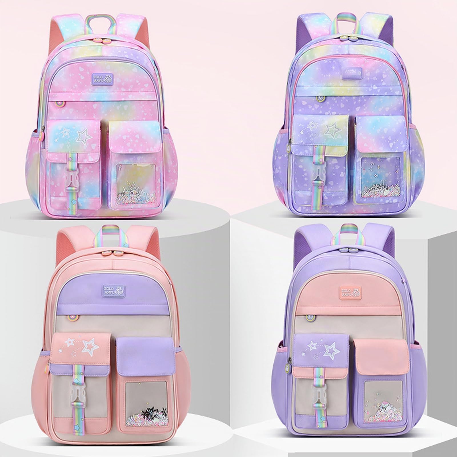 FANDARE Lindo Mochilas Infantiles Galaxy Mochila Ultraligero Mochilas Escolares para niños y niñas Mochilas Infantil Mochilas Tipo Casual para Estudiante Viaje Mochila Escolar Galaxia Púrpura