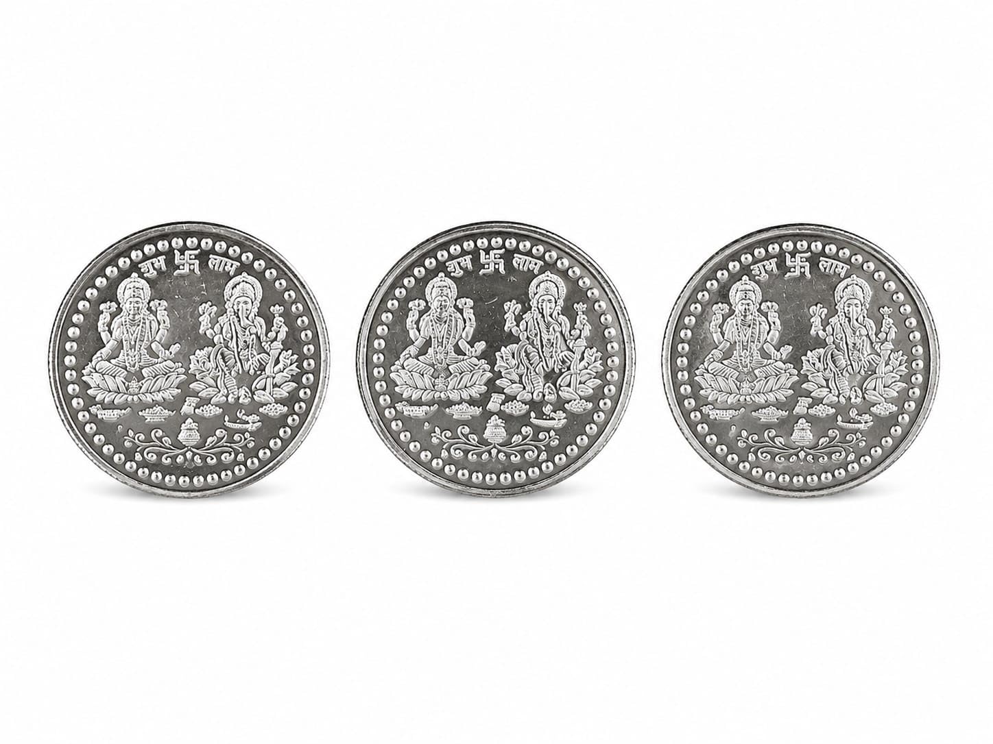 Lakshmi Ganesh German Silver Coin Set of 3 | 10g Religious Gift Coins with Wooden Storage Box & Protective Capsules | Decorative Pooja Return Gift for Diwali, Wedding & Housewarming-image-40