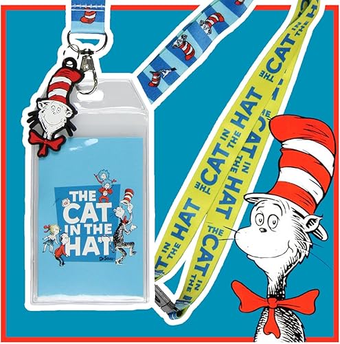 Miniatura 5 de Dr. Seuss Cat in The Hat Breakaway - Cordón para identificación con colgante de goma de 2 pulgadas