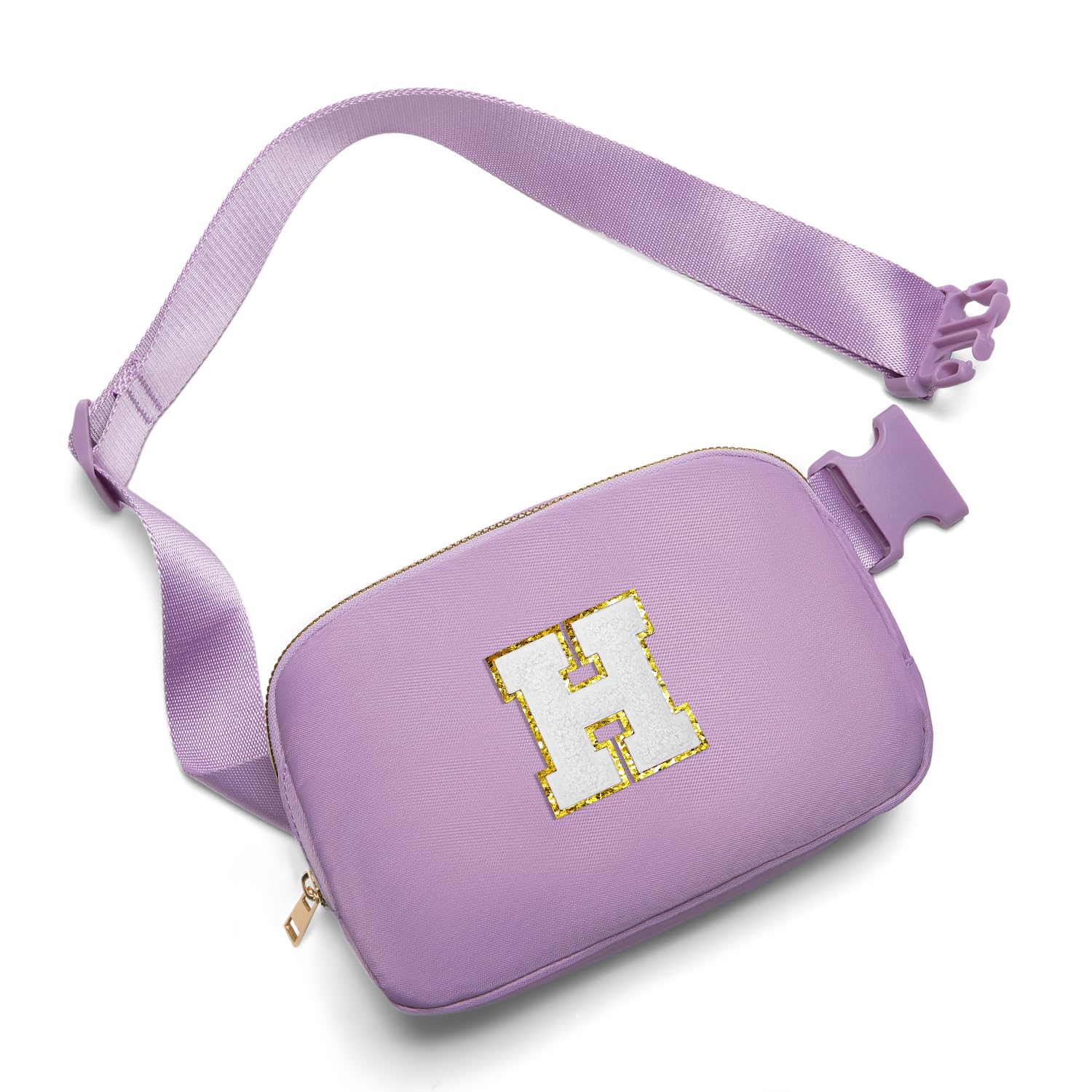 Gitus Birthday Gifts for 8 9 10 11 12 13 Year Old Girls Personalized Fanny Pack Crossbody Bags with Initial Letter Patch Belt Bag for Teen Girls Cute Trendy Stuff Travel Essentials (Lavender-H)