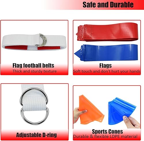 Miniatura 5 de Juego de banderas de fútbol para 14 jugadores28 jugadores, incluye cinturones, banderas de fútbol, conos