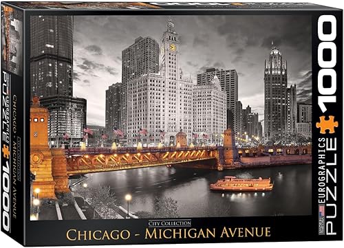 EuroGraphics Chicago Michigan Avenue Puzzle (1000 piezas), negro