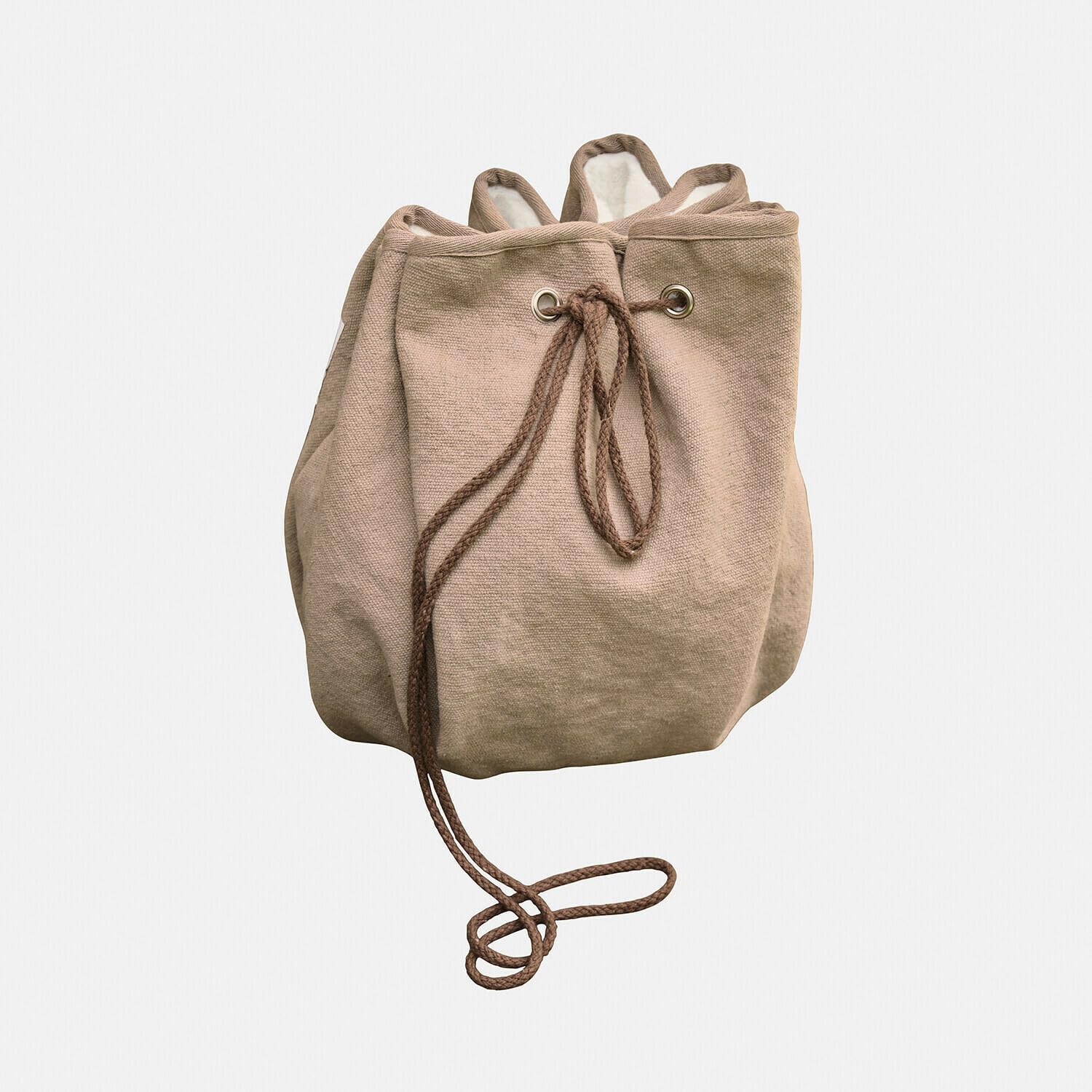 Loberon Haustiermatte Marnja - für Innen und Außen - Decke und Tragebeutel in Einem - Ruheplatz - Hundedecke - Haustierkollektion - Baumwolle - Polyester, Taupe/weiß | für Innen und Außen - Decke und Tragebeutel in Einem - Ruheplatz - Hundedecke - Haustie