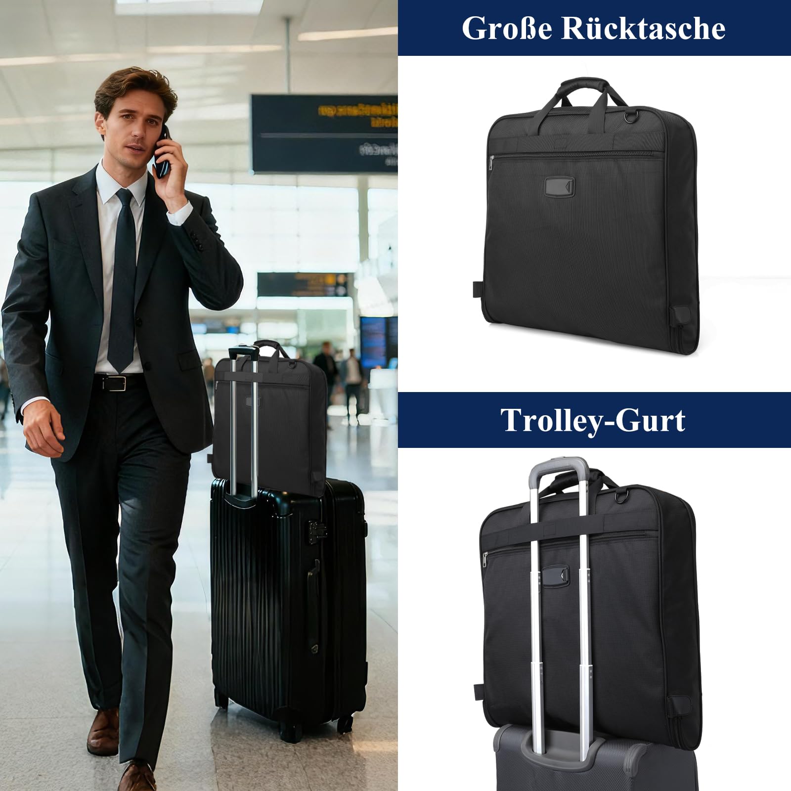 porta abiti da viaggio,porta abito da viaggio uomo,borsa per abiti da uomo,borsa da viaggio nera,bagaglio a mano pieghevole,valigia sospesa 2 in 1,borsa per trasporto abito da lavoro,per abito,cappott
