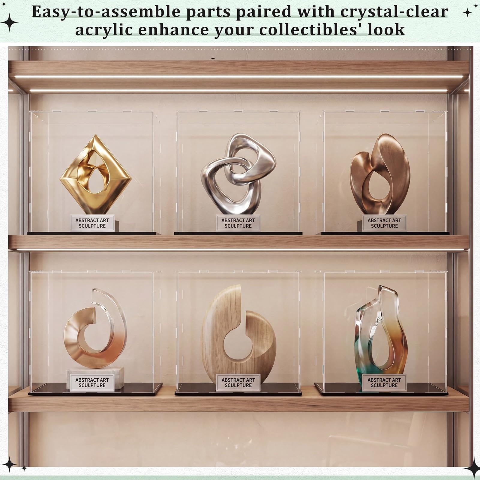 Vitrina acrílica Transparente autoensamblable, a Prueba de Polvo, protección para Figuras coleccionables de Baloncesto (14 x 14 x 14 Pulgadas)