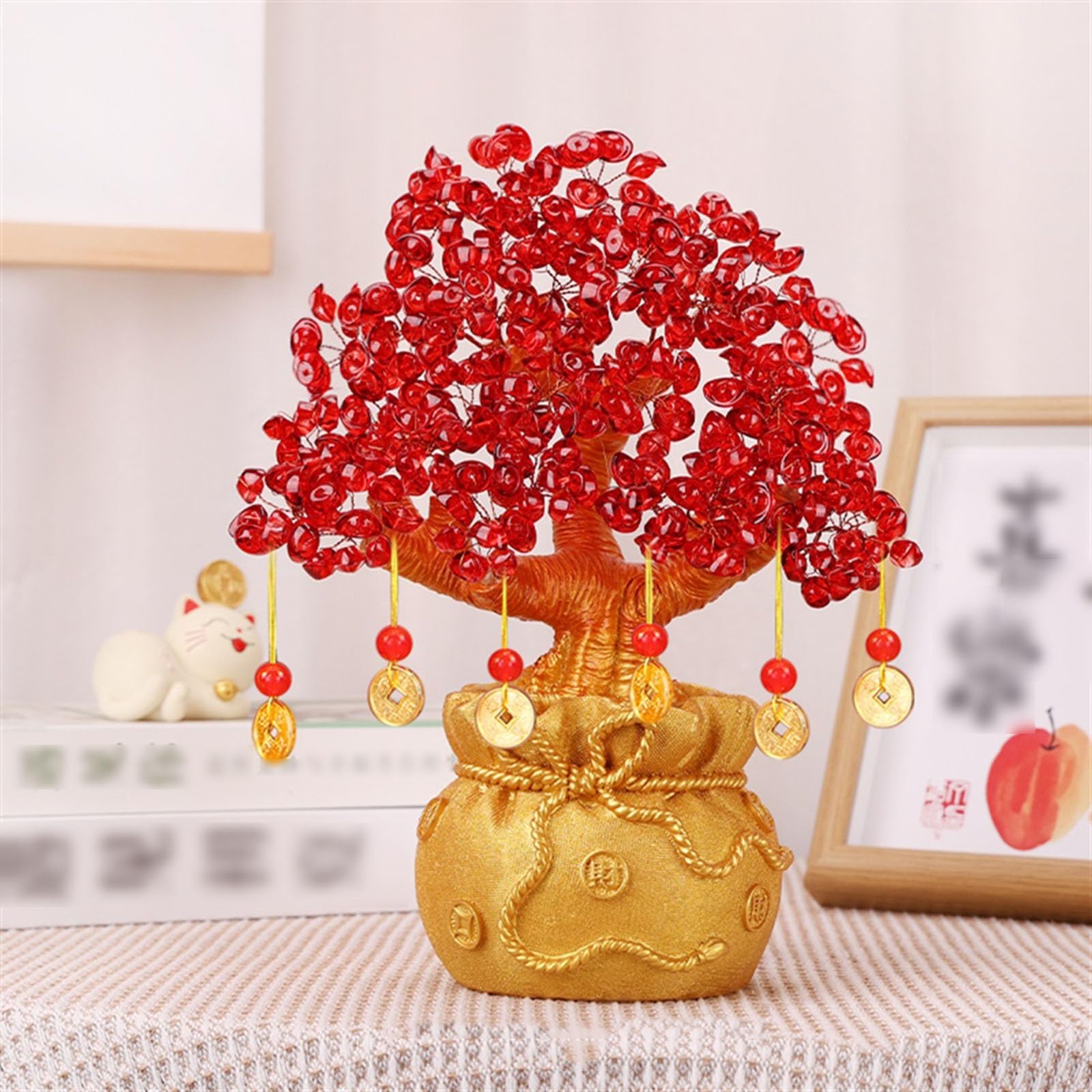 Bogactwo Kryształowe Drzewo Pieniądze Feng Shui Bonsai Błogosławieństwo Torba Roślina doniczkowa na pieniądze fortuny Powodzenia Bogactwo Dobrobyt i sukces Drzewo z kamieni szlachetnych z cytryn