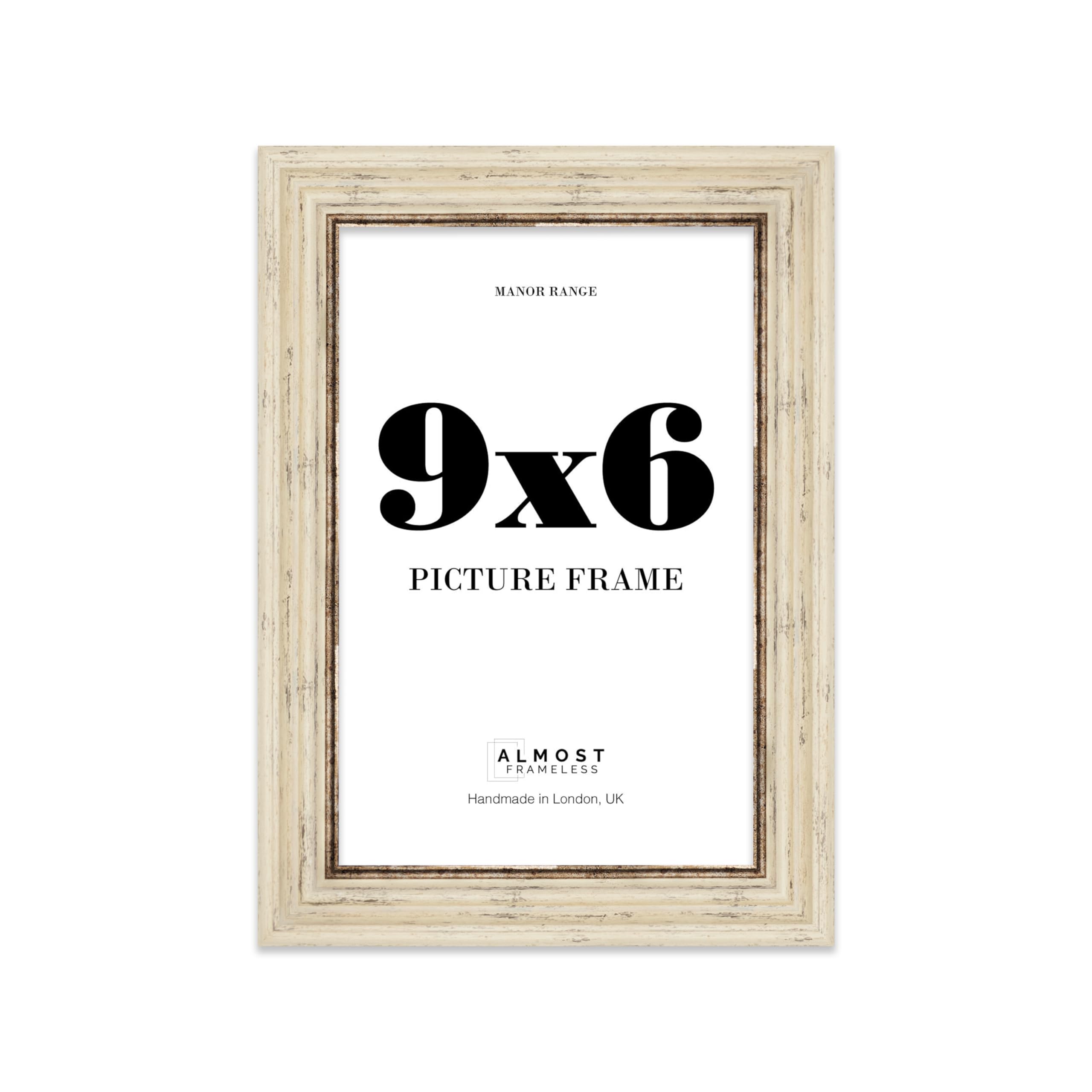 9x6 Picture Frame, Display 9x6 Pictures (15.2 x 22.9cm) - Distressed Cream Sophisticated 42mm Edge Gallery Wall - 1 Pack