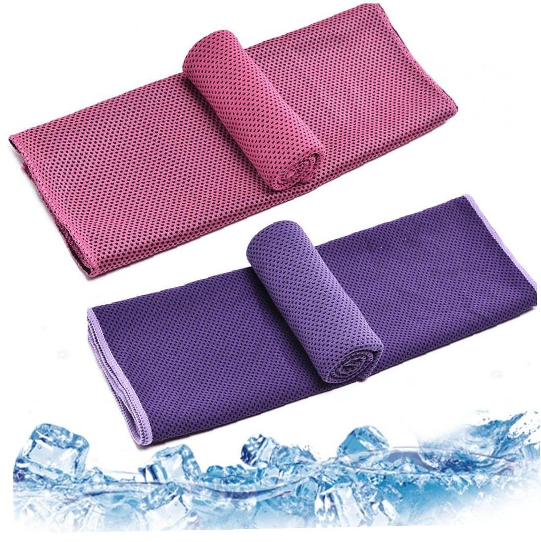 Lipfer 2 Pack Cooling Towel Workout Towel Sweat Towel Microfiber Towel Soft Breathable Chilly Towel for Sports, Gym, Yoga, Camping, Running, Fitness