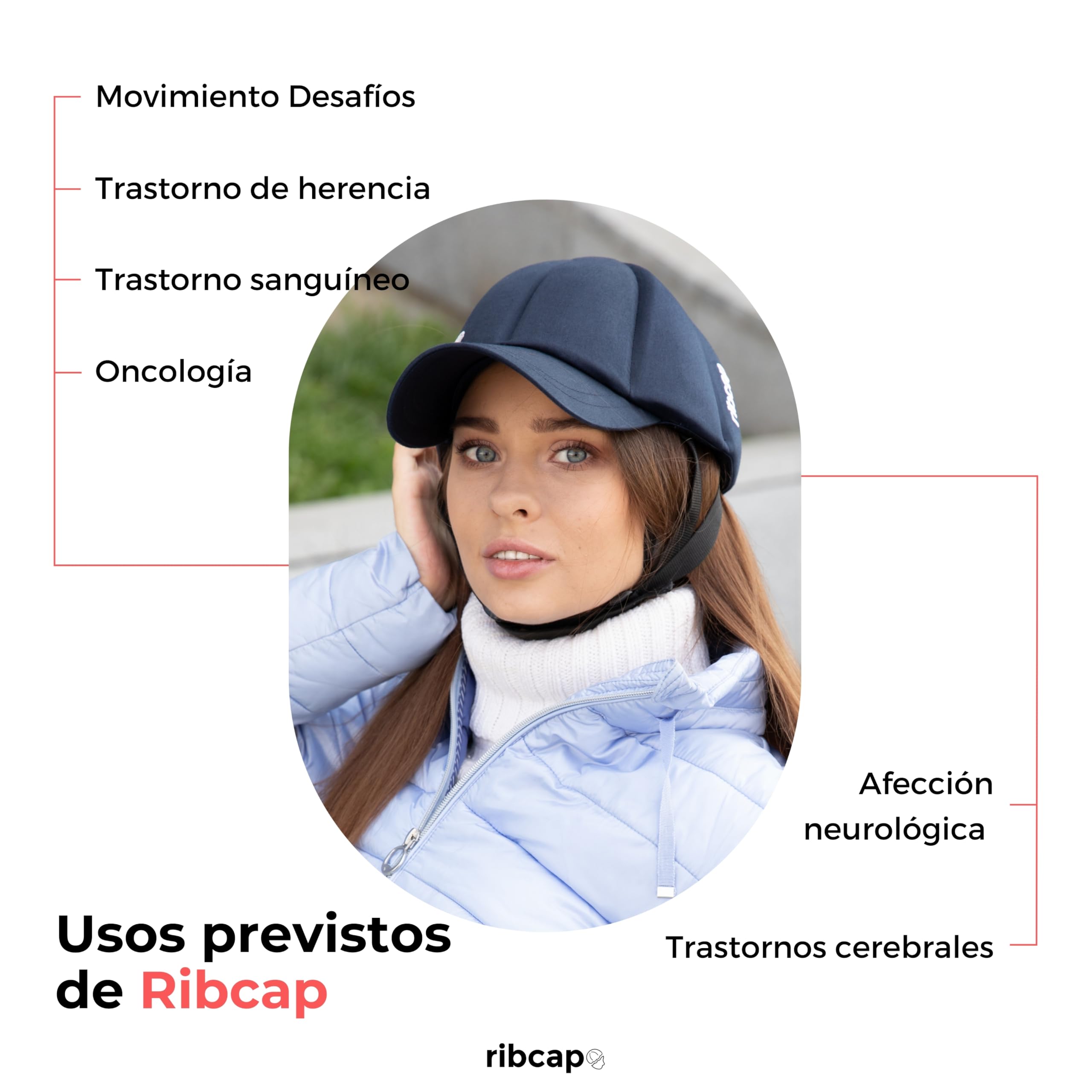 Ribcap Gorra de béisbol Azul Marino | Casco Protector Blando | Epilepsia