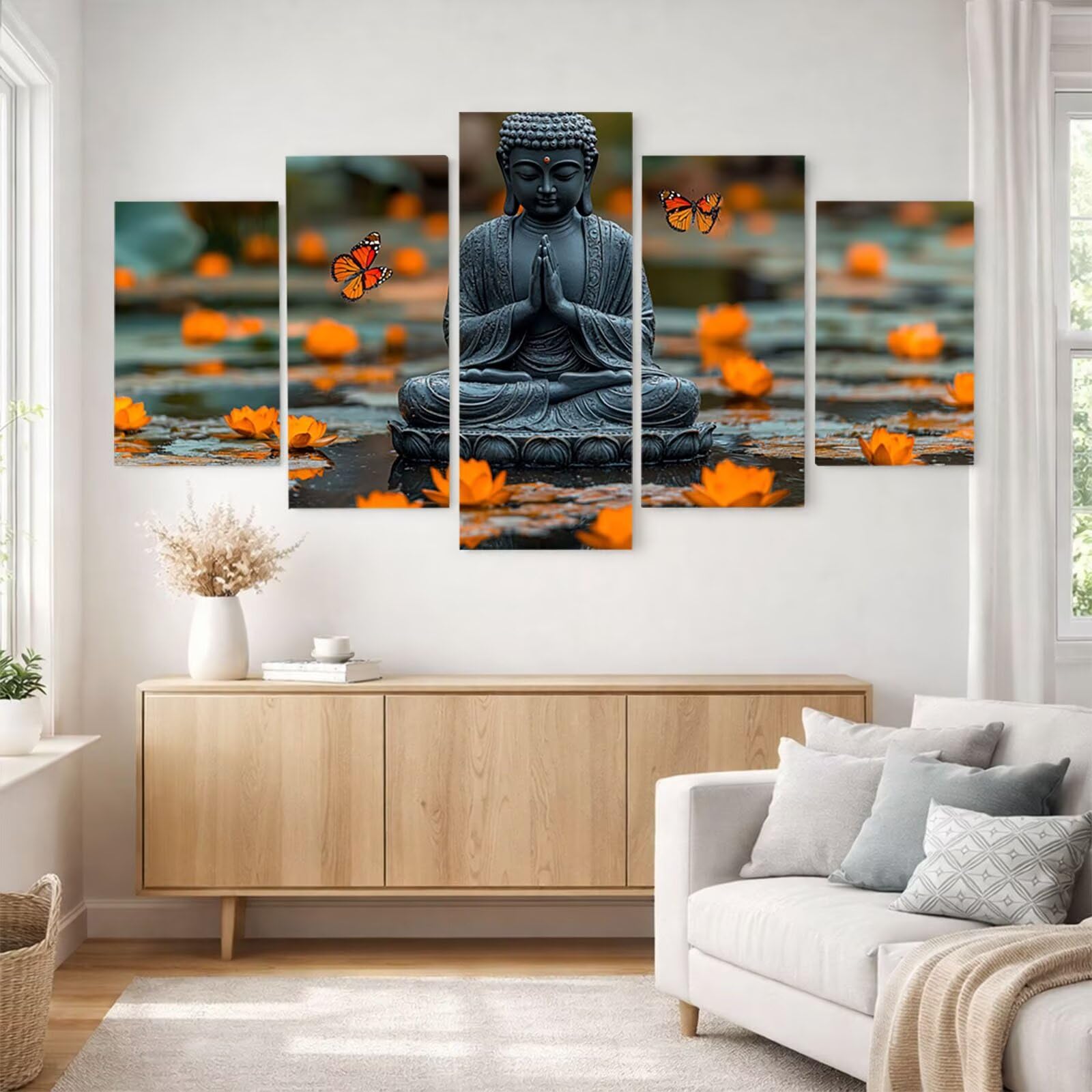 5 Pack Leuchtend Malen Nach Zahlen Erwachsene Zen Drei Größen YCBZ-5456 | DIY Set Erwachsene mit Pinselset Acrylfarben Set Fünf Leinwand zum Bemalen Schmetterling Deko Wohnzimmer Geschenke für Frauen