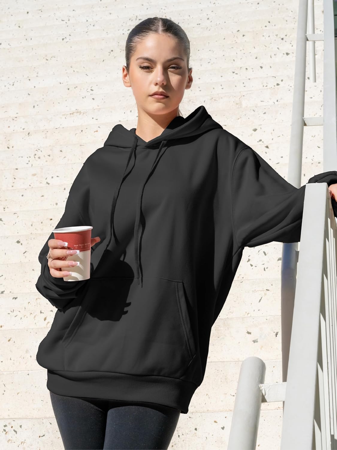 Oversized Pullover Hoodie for Women Soft Fleece Cotton Blend, Cozy Everyday Sweatshirt - Image 2