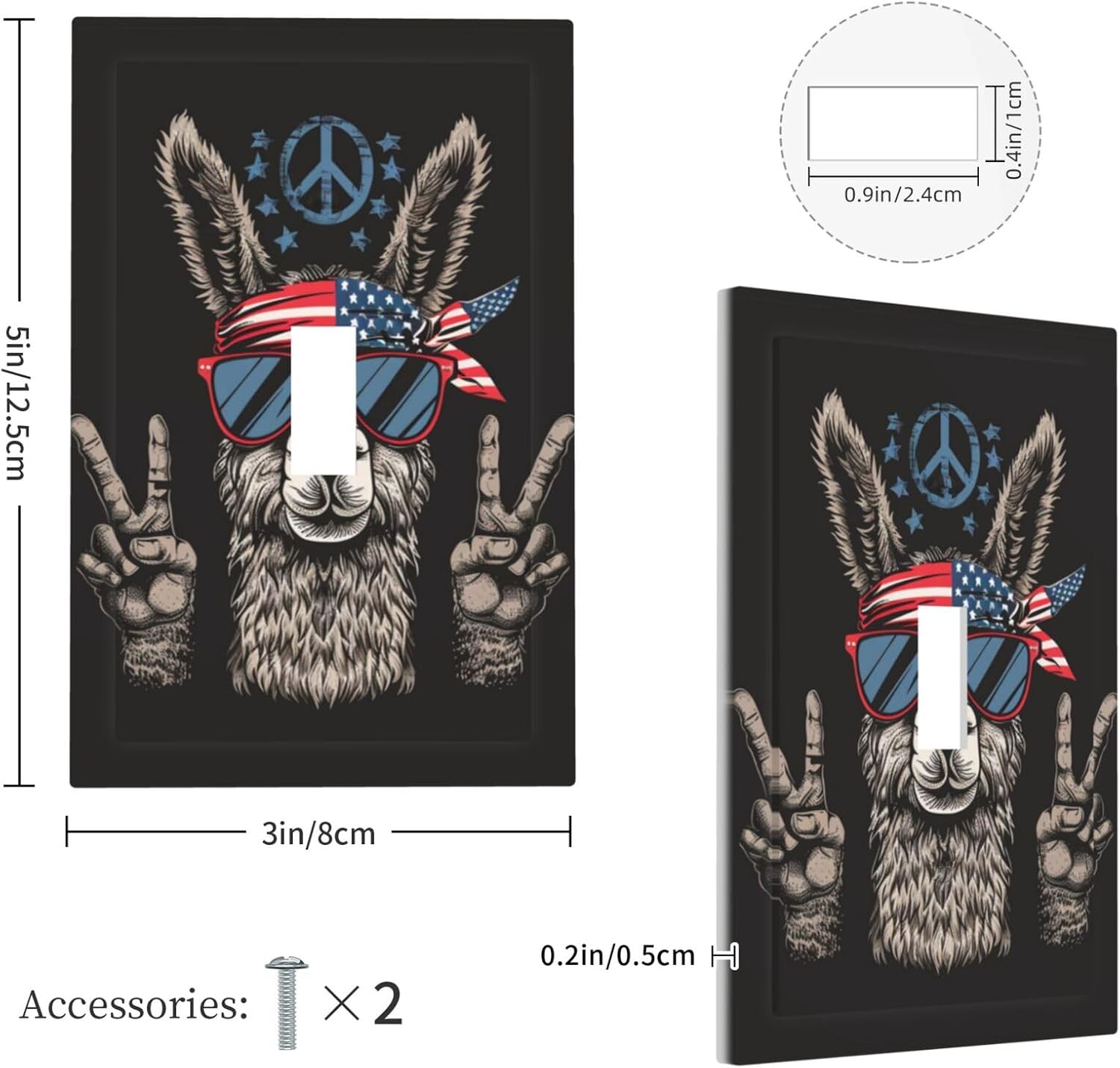 Decorator Switch Cover 1 Gang Single Toggle Llama Peace And Love Wall Plate Outlet Switch Covers Light Switch Cover Receptacle Cover