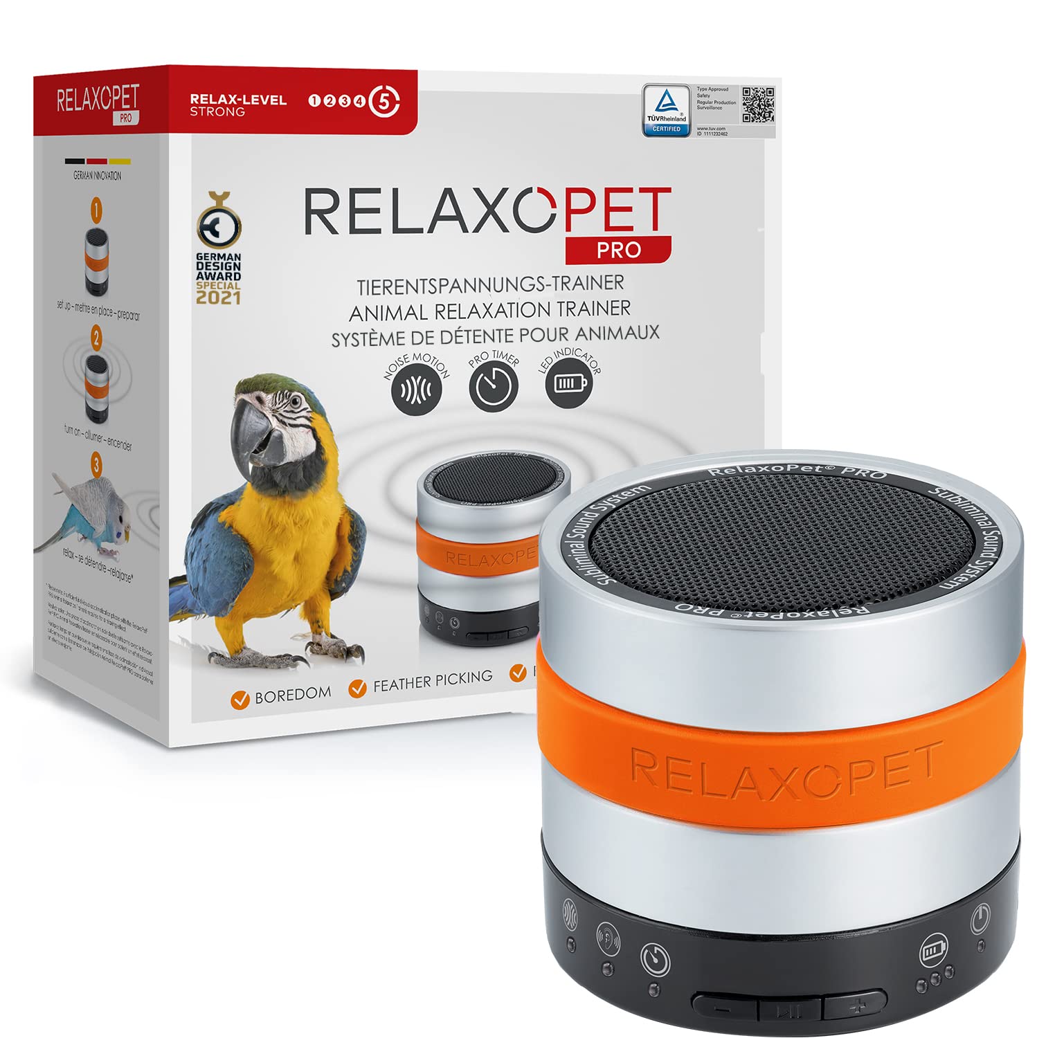 RelaxoPet Pro Bird Relaxation Device | Soothing Through Sound Waves | Ideal for All Bird Stressors | Audible and Inaudible