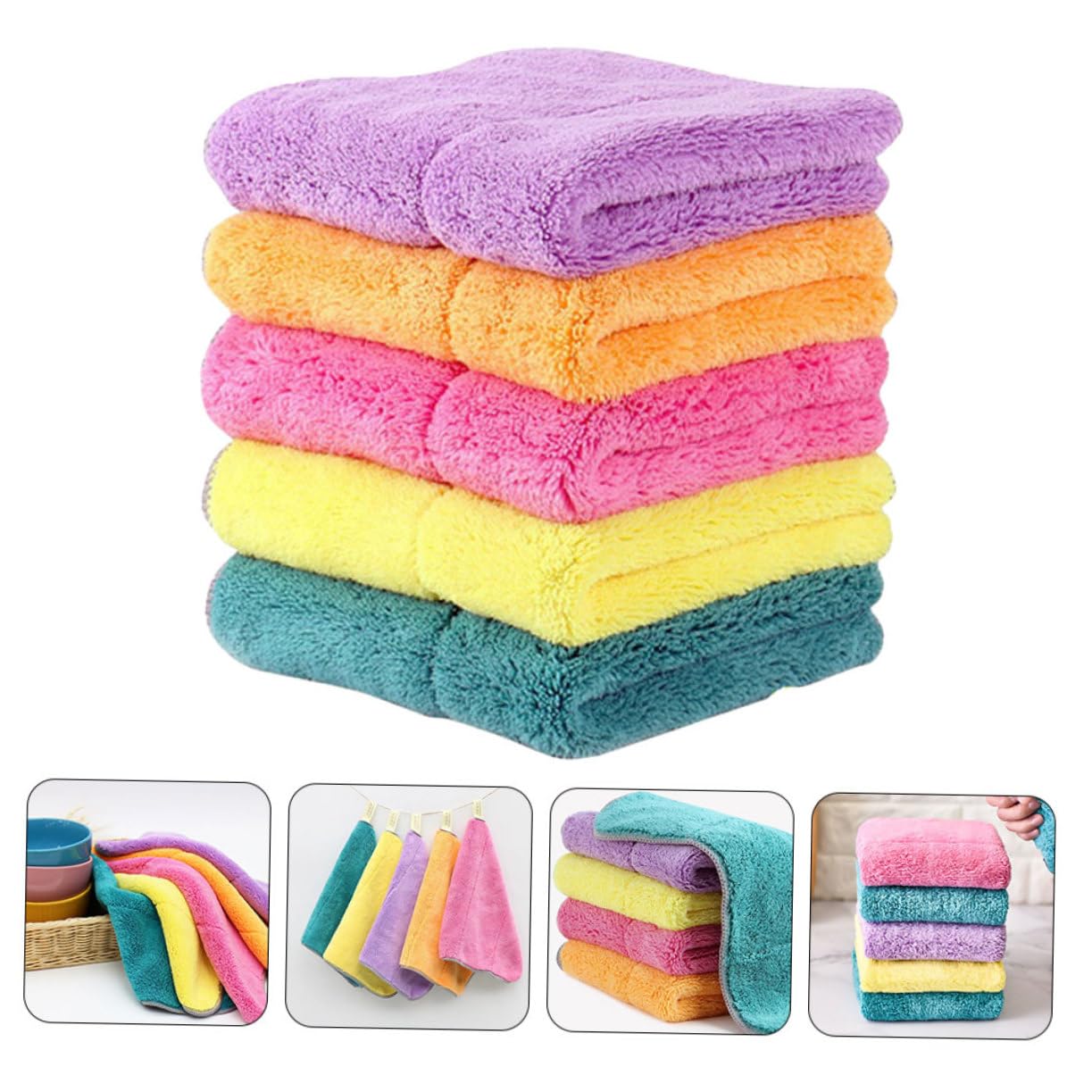 VALICLUD 2 Series Paños De Cocina De Microfibra Absorbentes Y Resistentes para Limpieza De Vajilla para Hogar Y Utensilios De Cocina 5 Piezas X 2