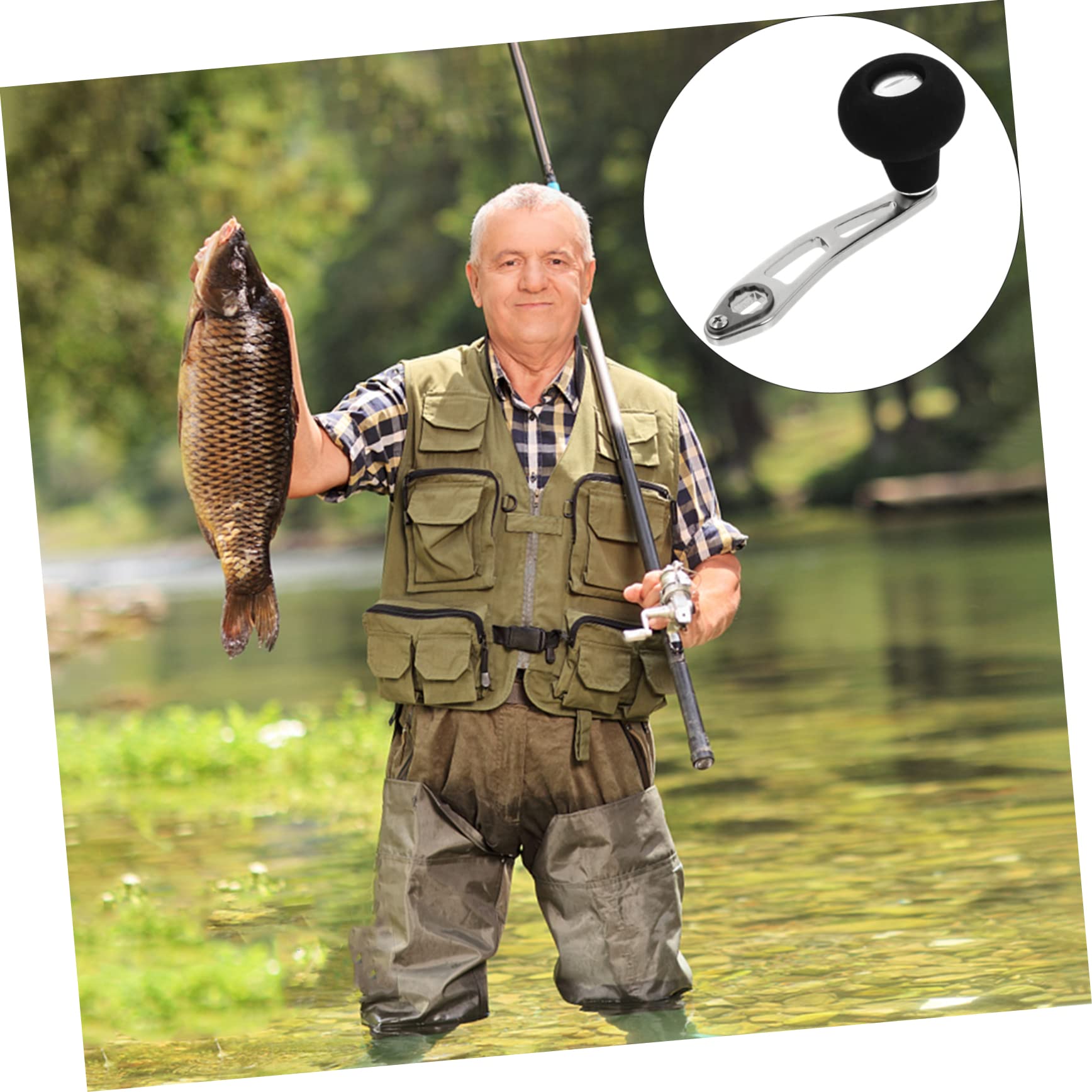 Abaodam 1 PC Fishing Reel Handle Replacement Arm Design Easy to Install for Ocean Lake River Fishing and Single Handle