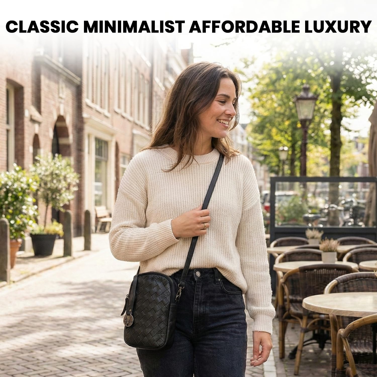 Genuine Leather Small Leather Crossbody Bags For Women Cell Phone Purse With Adjustable & Detachable Strap